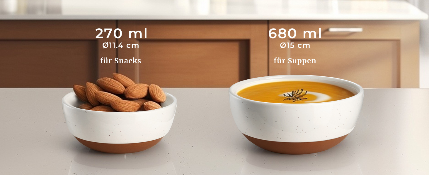 Набір мисок DOWAN для мюслі, супів та салатів (6 шт., 680 мл та 300 мл)