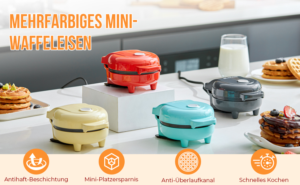 Вафельниця Mini BLAZANT: компактна, 550 Вт, сіра - для дитячих свят та сімейних посиденьок