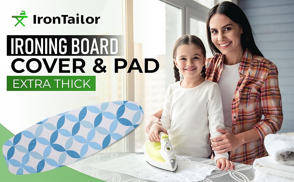 Чохол та подушка для прасувальної дошки, стандарт та велика, синій, преміум якість