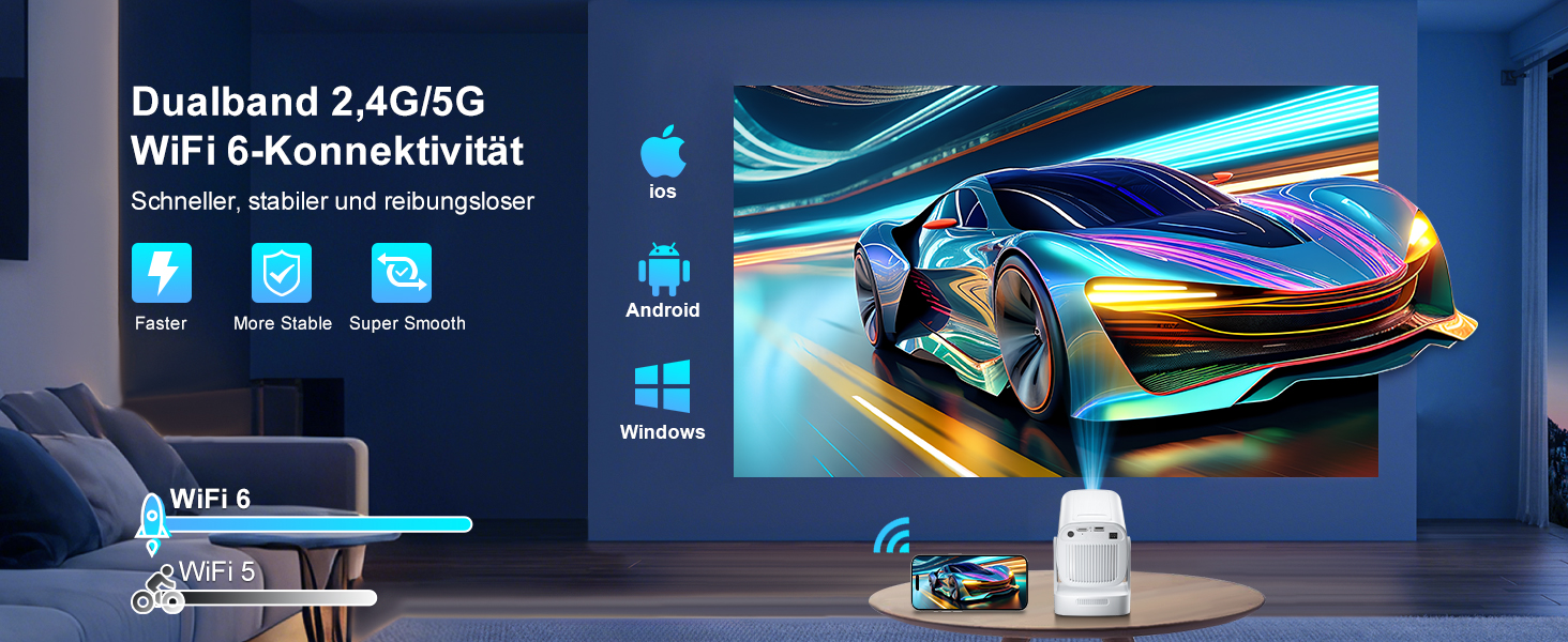 Проектор Salange P92Max ST: 4K, Android 13, WiFi, Bluetooth 5.2, Автофокус, Вбудовані YouTube/PrimeVideo/D+, 12000 лм, 5W динамік