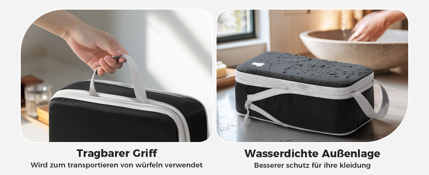 Органайзери для валізи - набір 8 шт. (Compression Packing Cubes), вологостійкий, для подорожей, чорний