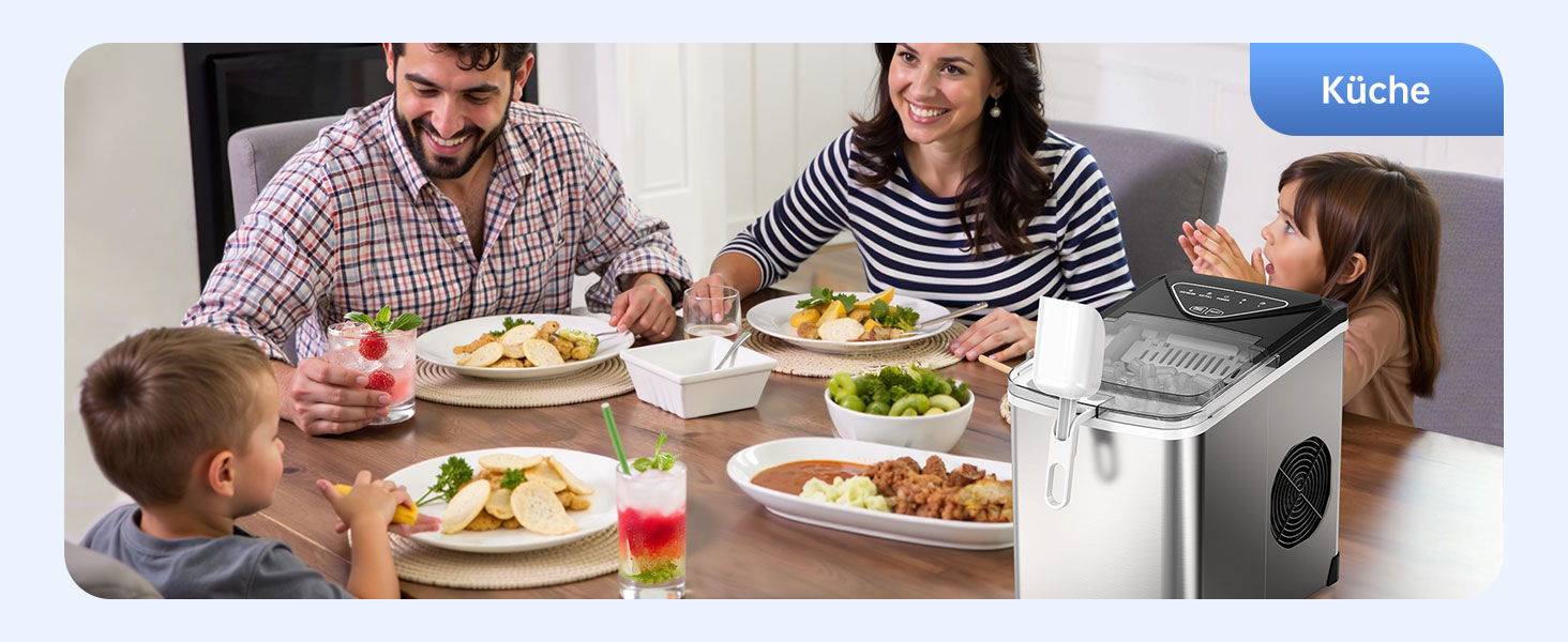 Машина для приготування льоду WIE 1.3L, 9 кубиків за 6 хвилин, тиха, самоочисна, для кухні, офісу, бару, вечірки (срібляста)