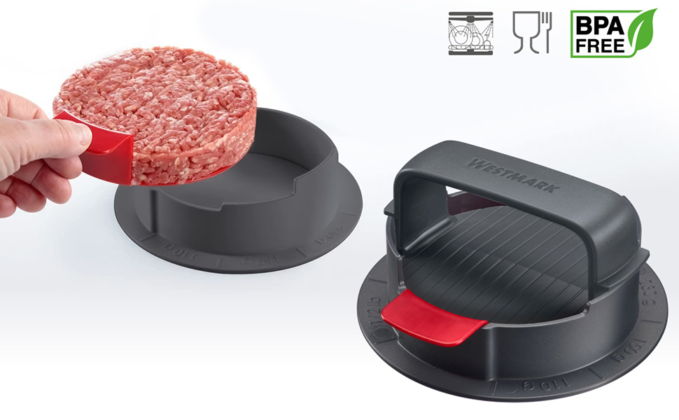 Прес для бургерів Westmark VARIO PLUS – прес для формування котлет, регульований розмір, ABS, Ø 11 см