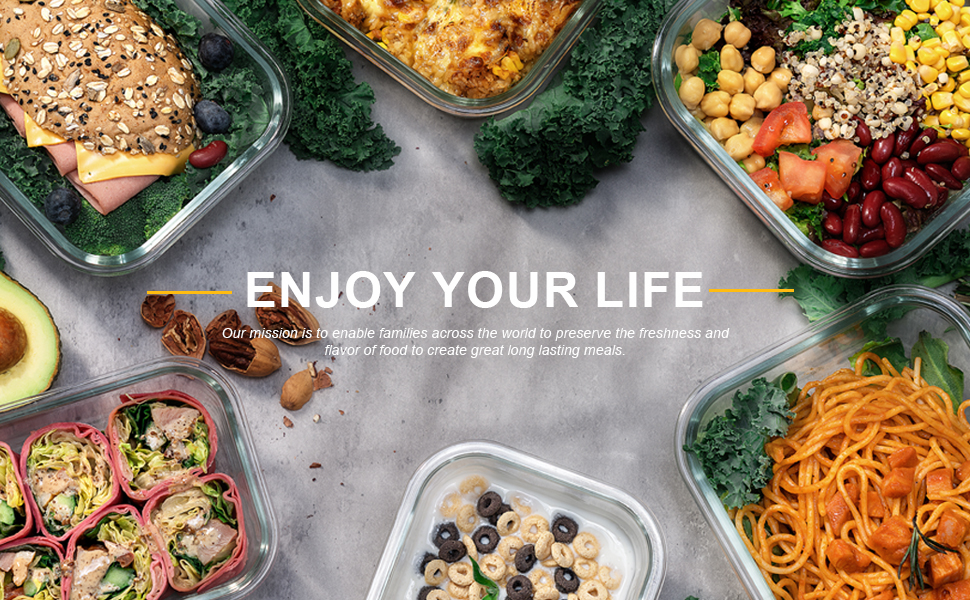 Набір контейнерів для зберігання їжі з боросилікатного скла з кришкою, BPA-free, герметичні, для мікрохвильової печі, духовка, посудомийна машина – контейнери для Meal Prep для кухні, офісу (SA101)