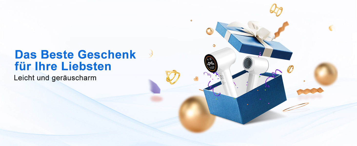 Фен для волосся з плазмою та безщітковим мотором 110 000 об/хв - швидке сушіння, тиха робота, з магнітною насадкою, для дому та подорожей (темно-сірий)