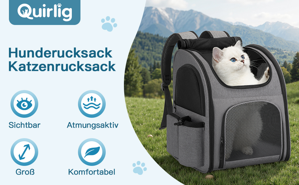 Рюкзак для тварин до 10 кг з сіткою, дихаючий та легкий, з внутрішнім шнуром безпеки та килимком (сірий)