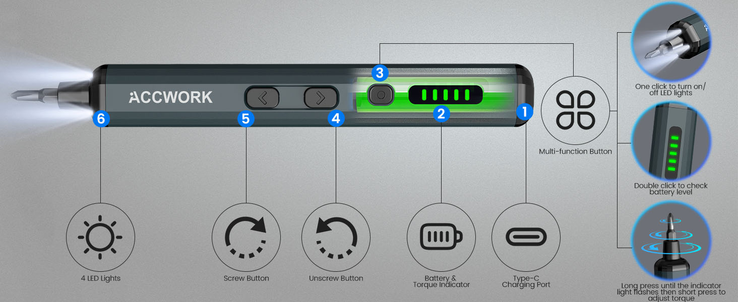 Електрична викрутка 68 в 1 з LED екраном та 64 бітами S2 - для ремонту ноутбуків, окулярів, годинників