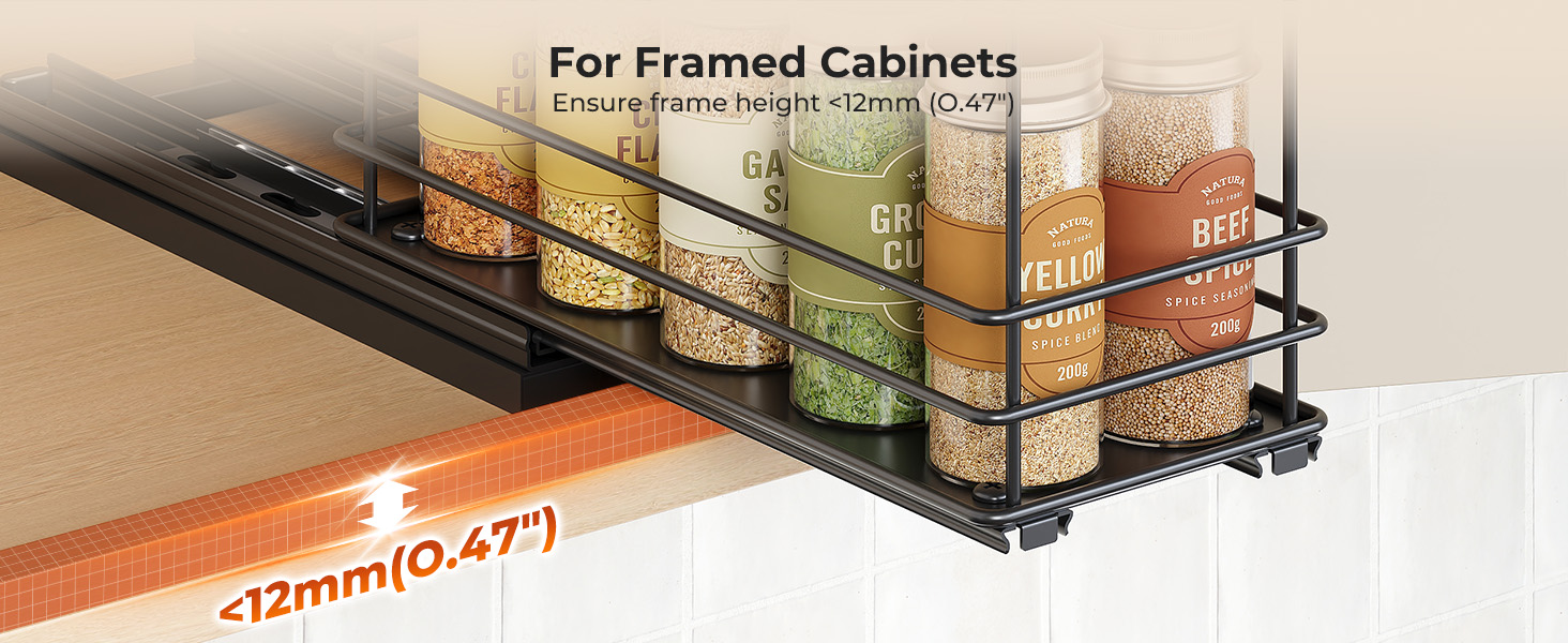 Організатор для спецій Orimade, висувна полиця для спецій, 3 шт., чорний