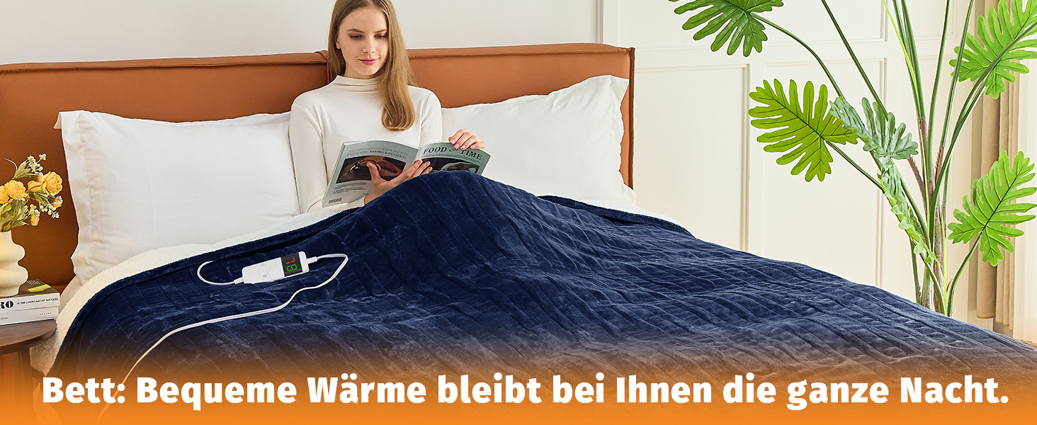 Електрична ковдра BOMOVA з автовимкненням, плюшева ковдра для дому, 10 температурних режимів, таймер, подарунок для жінок, блакитна, 130x180 см