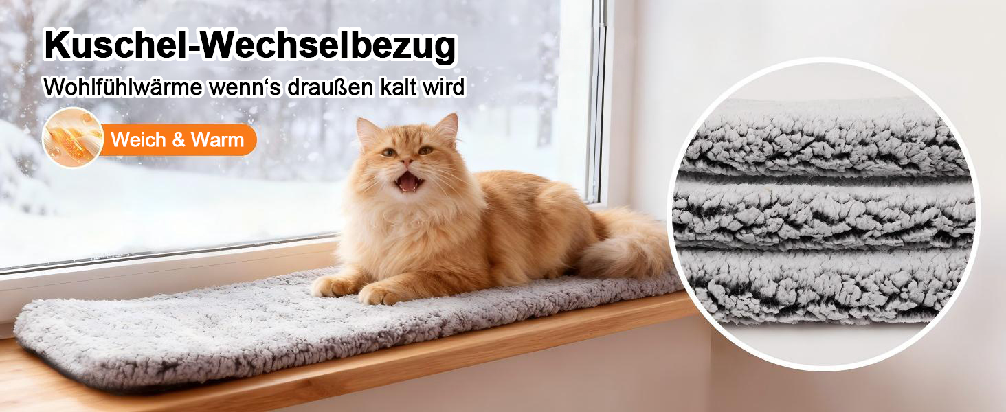 Килимок-ліжко для котів Pet Prime на підвіконня, 90 x 28 см, сірий, з 2 чохлами, теплий та прохолодний, машинне прання