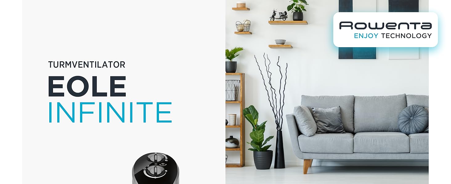 Вентилятор Rowenta Eole Infinite VU6620: тихий, потужний, з пультом керування, 3 швидкості, таймер, чорний