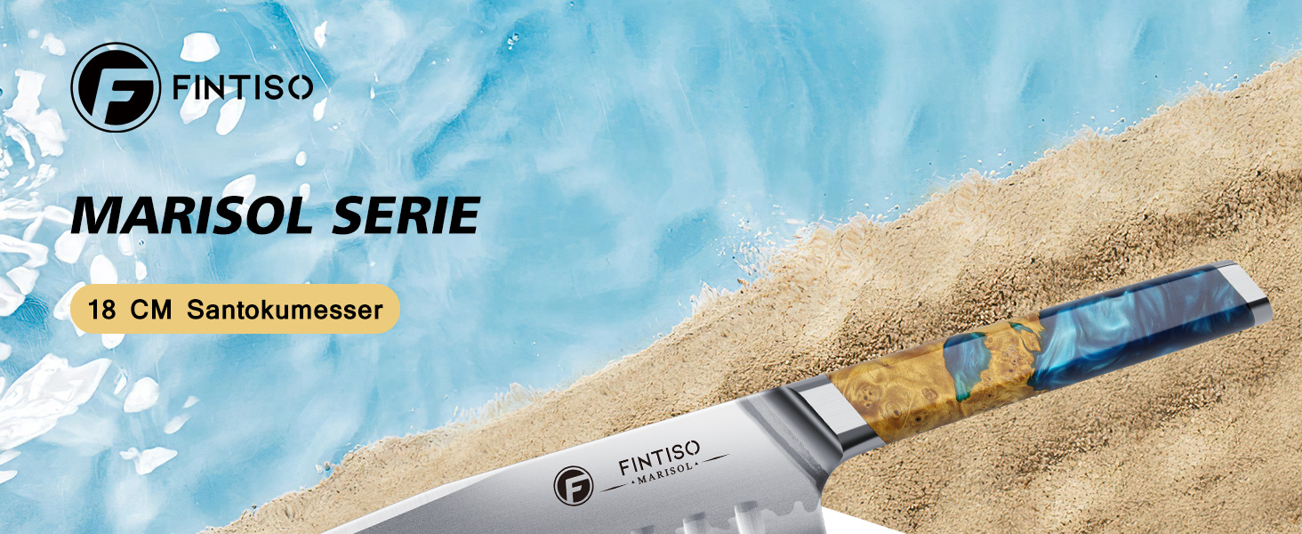 Японський кухонний ніж FINTISO Santoku 20 см, сталь S35VN, 7 шарів, ручка з дерев'яної смоли - ідеальний подарунок