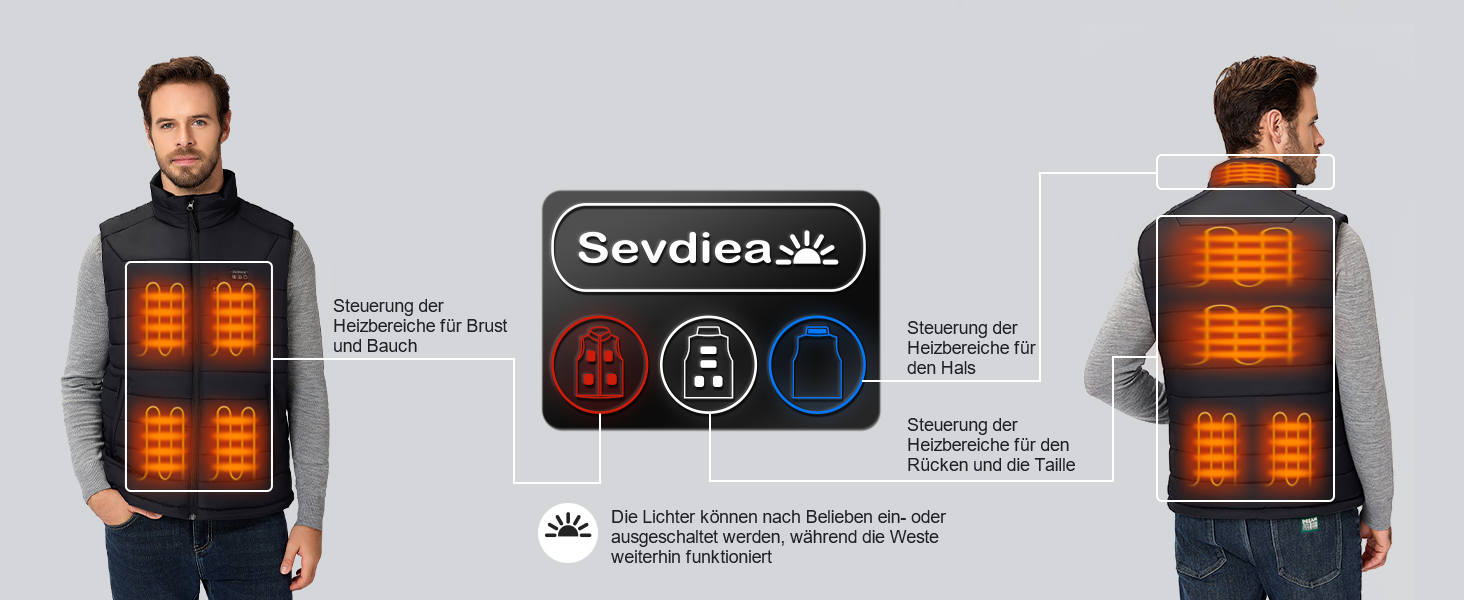 Обогреватель жилет чоловічий з Powerbank 16000mAh 7.4V, 9 зон обігріву, Hilpert, для кемпінгу