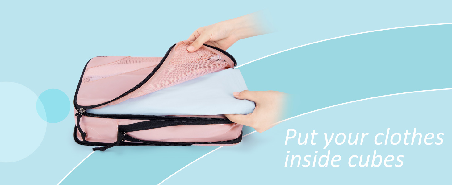 Органайзери для валізи BAGSMART компресійні (4 шт) - чорний/рожевий