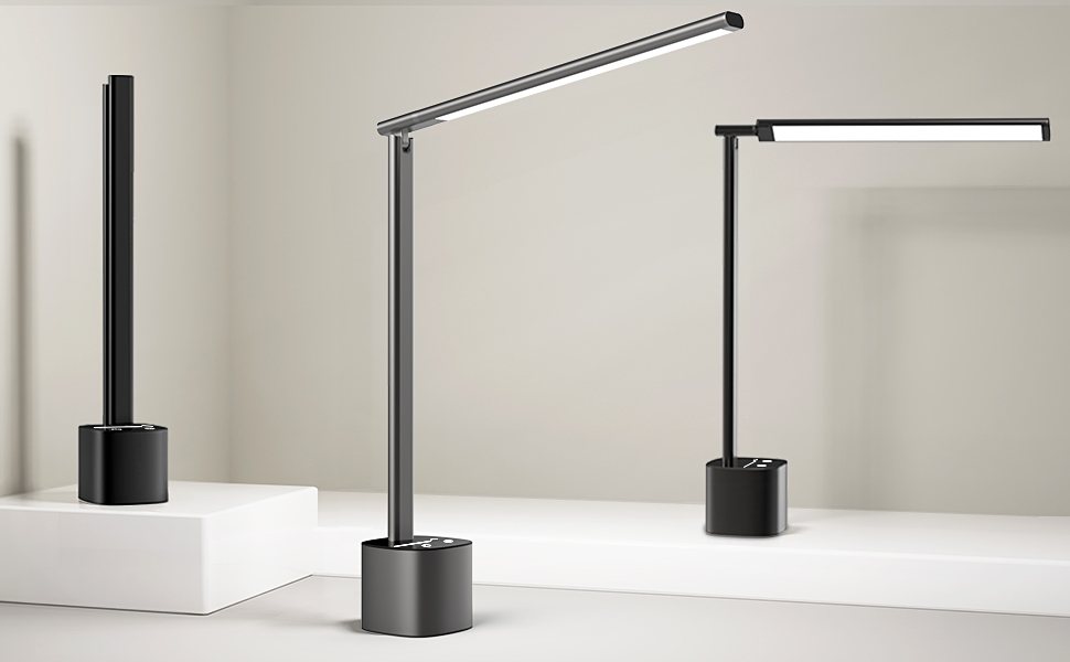 LED лампа настільна Hapfish з регулюванням яскравості, акумуляторна, з сенсорним керуванням, 5000mAh, для офісу, вулиці, приліжкові лампи (сіра)