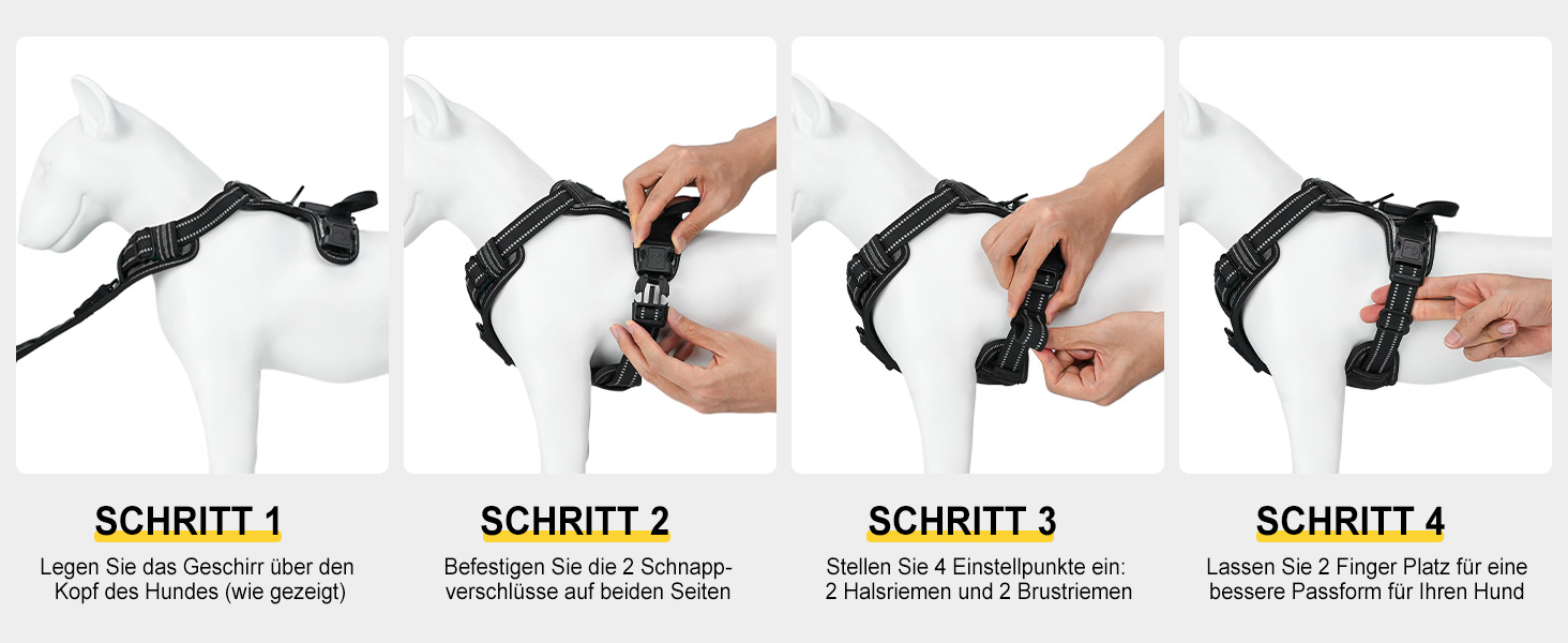 Світловідбиваючий нашийник для собак Joytale з LED, перезаряджуваний, для середніх собак, не тягне, з ручкою, регульований, для нічних прогулянок, чорно-синій, M (1 шт.)