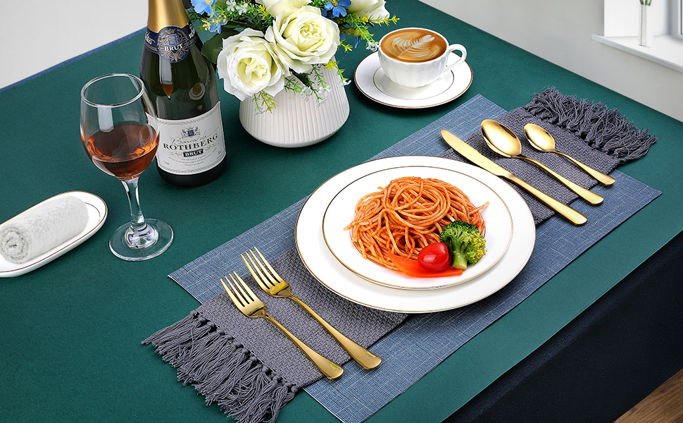 Набір столових приборів OGORI для 6 осіб, 30 предметів, золотий, з нержавіючої сталі 18/10, для дому/ресторану/вечірки (у подарунковій коробці)