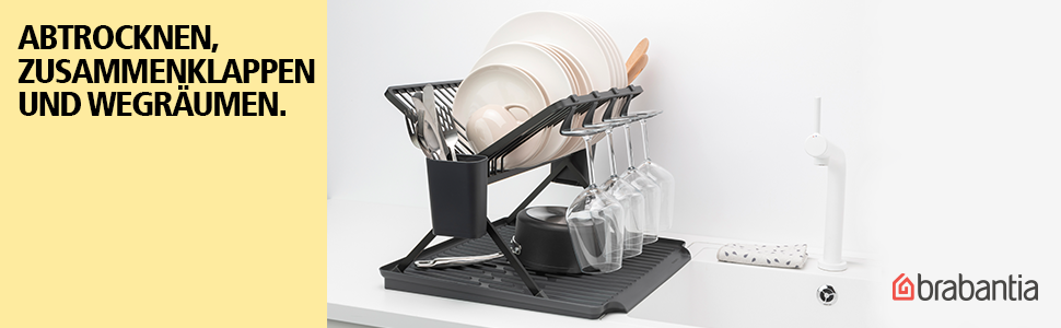 Brabantia Folding Dish Drainer (L, Dark Grey)