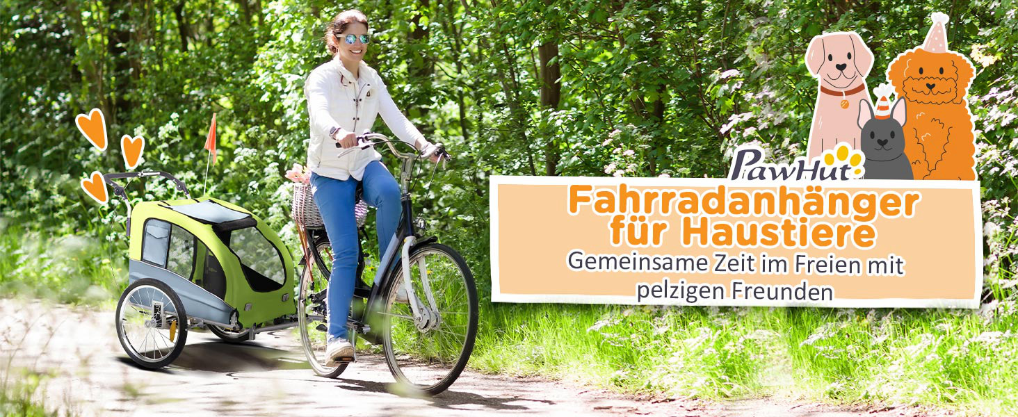 PawHut 2-в-1 Причіп для собак, велосипедний причіп для собак, візок для собак з відбивачами, прапорцем, причіп для собак PawHut, Oxford-тканина (Зелений)