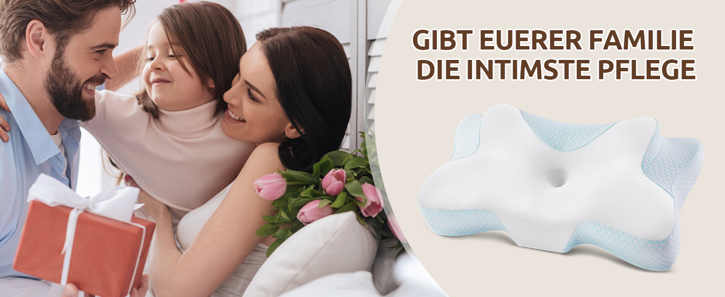 Подушка для шиї DONAMA з Memory Foam, подушка для сну, подушка для тих, хто спить на боці, спині та животі (Блакитна)