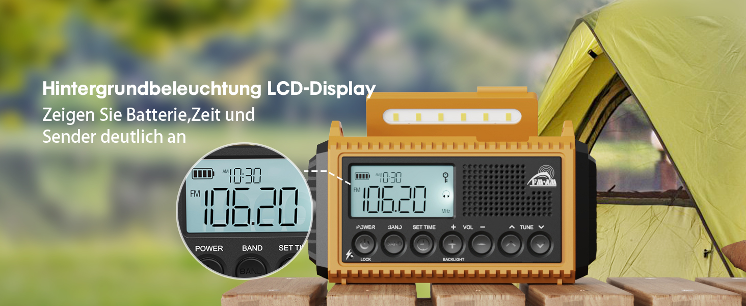 Радіоприймач Kurbelradio 12000mAh з сонячною панеллю та ручкою, AM/FM/SW, USB-зарядка, ліхтарик, SOS-сигнал, для кемпінгу та надзвичайних ситуацій, зелений