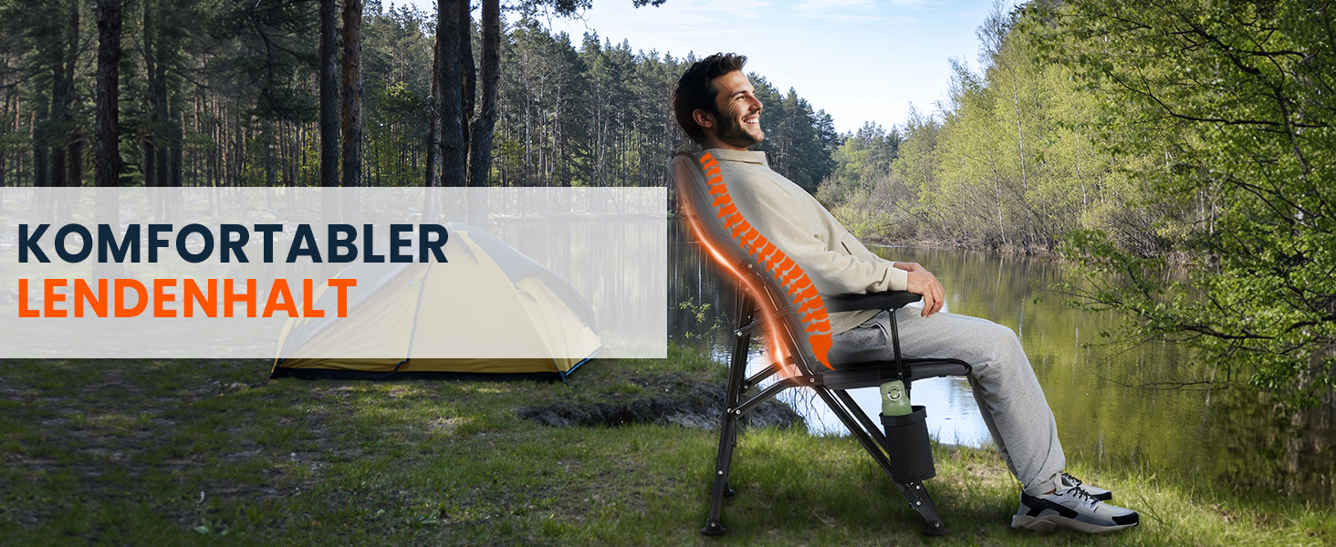 Кемпінговий стілець OVERMONT з високою спинкою, складний, з підголівником - до 226 кг - для пікніка, походу, саду