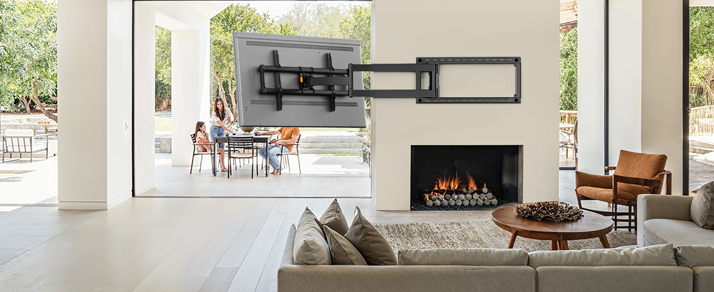 Кріплення для телевізора Perlegear: 42-90 дюймів, до 68 кг, подовжений кронштейн, повний рух, VESA 800x400 мм