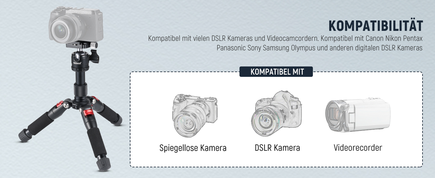 Карбоновий міні-штатив NEEWER з кулястою головкою 360°, тримачем для телефону та пультом керування, компактний дорожній штатив для DSLR камери, відеокамери та смартфона, навантаження до 5 кг (TP-AAM521)