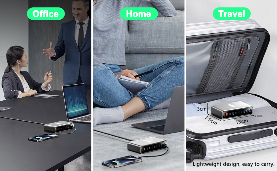 Зарядний пристрій USB мережевий 30W, 6 портів, багатопортова станція для iPhone 12/13/14, Samsung Galaxy S22 Ultra/Z Fold/Z Flip, планшетів – чорний