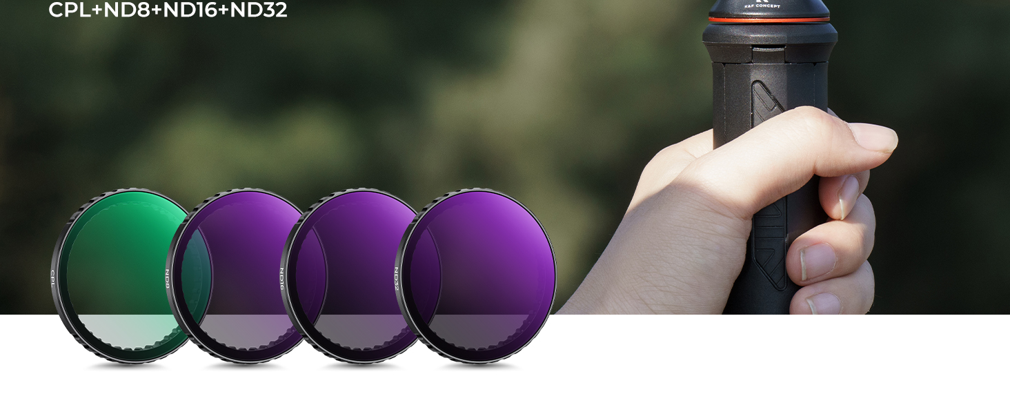 Набір фільтрів K&F Concept ND для DJI Osmo Action 4/5 PRO: ND8, ND16, ND32, ND64 + поляризаційний фільтр (CPL)
