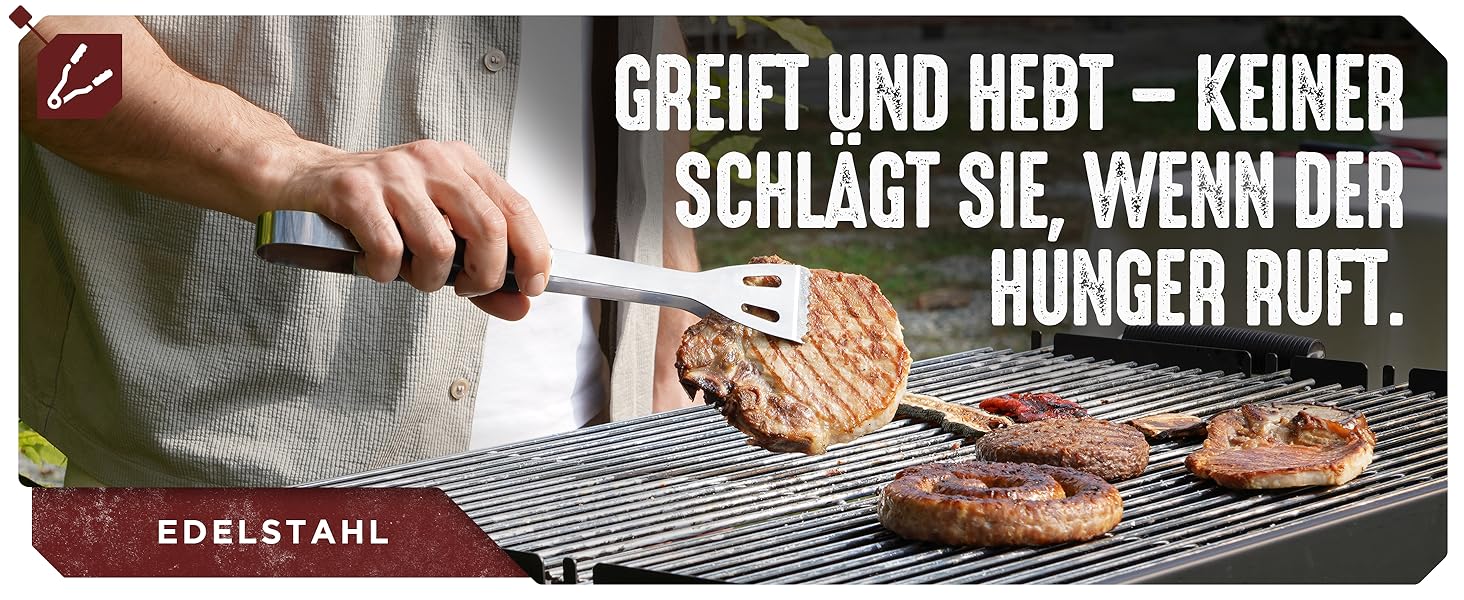 HORUS 23 Набір аксесуарів для гриля – 4 предметний набір: щипці, лопатка, виделка та термостійкий рукавичка