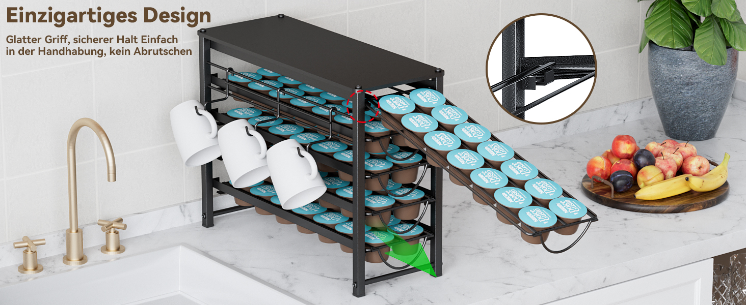 Тримач для капсул кави Dolce Gusto, органайзер на 70 капсул, 5-ярусний металевий ящик з тихими направляючими та антиковзними ніжками