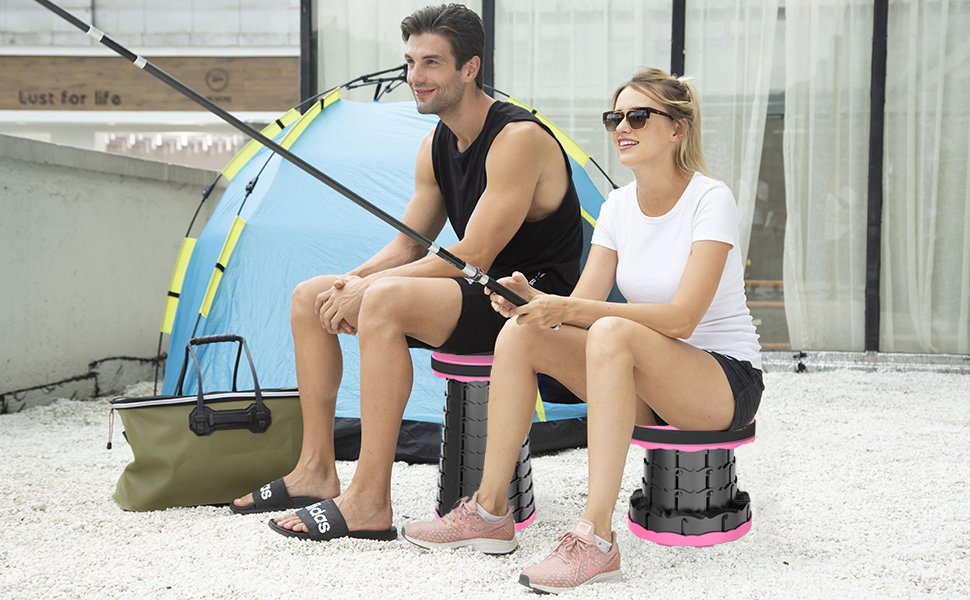 Складний стільчик Alevmoom 2024 з подушкою, для кемпінгу, подорожей, риболовлі. Міцний, витримує до 200 кг, телескопічний, регульований.