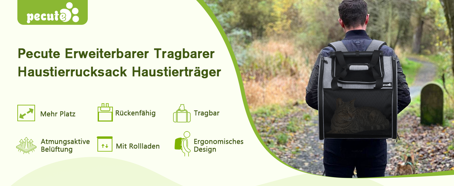 Рюкзак для собак та котів Pecute: переноска для 2 котів або 1 собаки, сірий