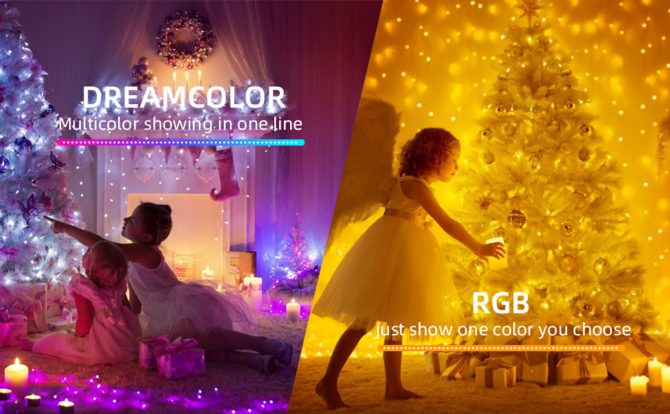 CLYCTIP Льо́ко́тко́рнова́ гірля́нда зовнішня, 20м, 200 LED, IP65, во́донепро́никна, кольорова, з таймером, пультом дистанційного керування, синхронізацією музики, керуванням через додаток, 210 режимів, USB, для Хелловіну, Різдва, вечірки, саду, балкону