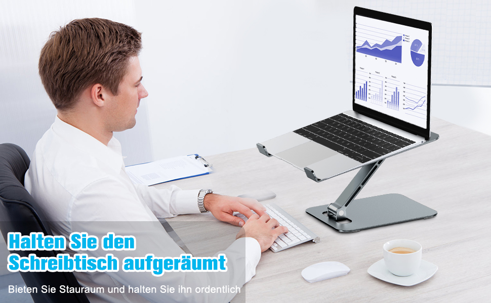 Підставка для ноутбука Babacom, регульована по висоті, складна, з алюмінієвого сплаву, ергономічна, з вентиляцією, сумісна з MacBook Air, Pro та іншими ноутбуками 10-16' (сіра)