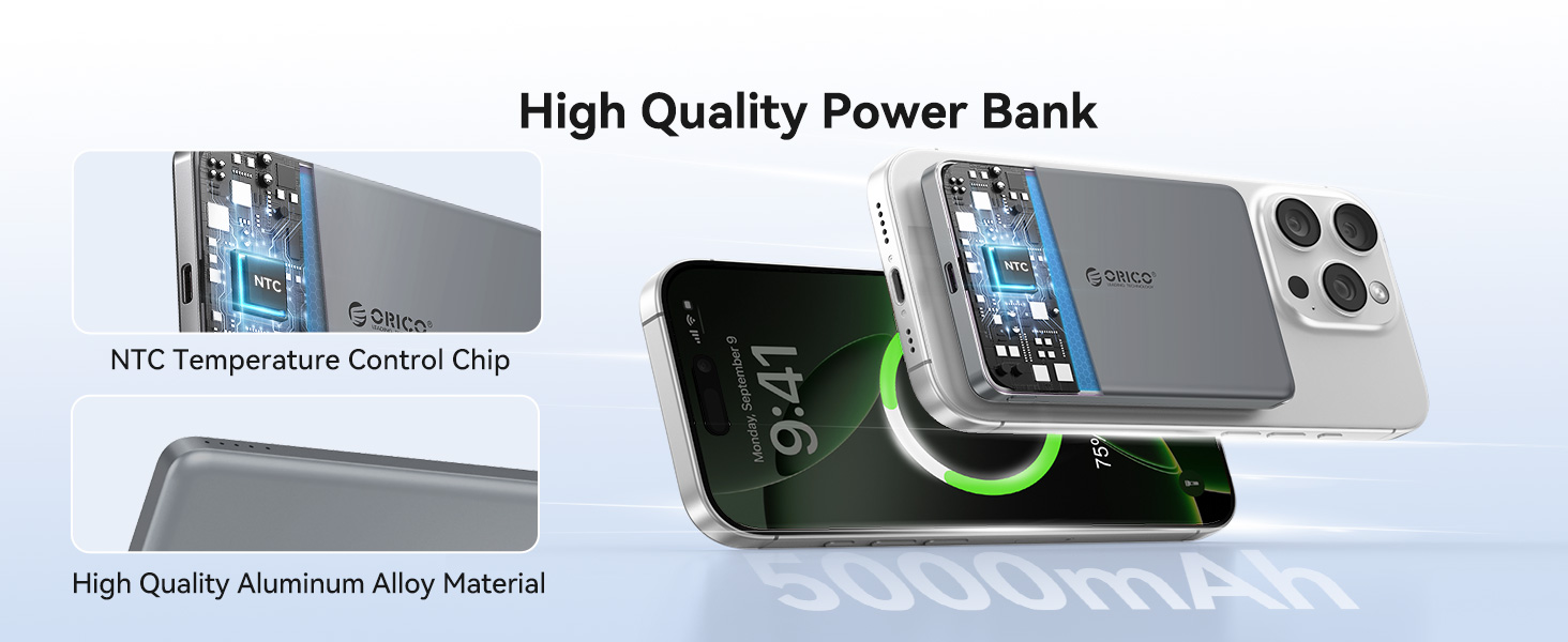 Power Bank Orico Kada Magsafe 5000mAh з MagSafe, USB-C, 20W PD, для iPhone 16/15/14/13/12, фіолетовий