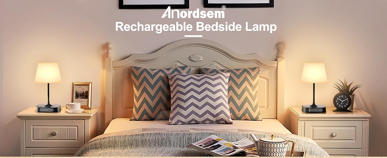 LED акумуляторна настільна лампа Anordsem: торшери бездротові з USB-A/C, сенсорне регулювання, для дитячої/дизайну, читання, подарунок