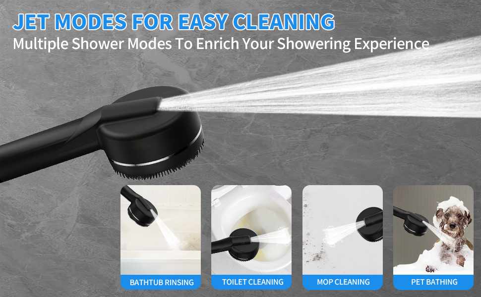 Фільтрована лійкова насадка для душу з високим тиском, ручна, з шлангом, 4 режими, економія води, чорна Pro (DE-002)