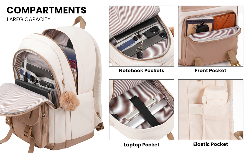 Сумка-рюкзак MOMUVO для підлітків та жінок, для ноутбука | Милий рюкзак для студентів та школярок 15.6' Бежевий Хакі
