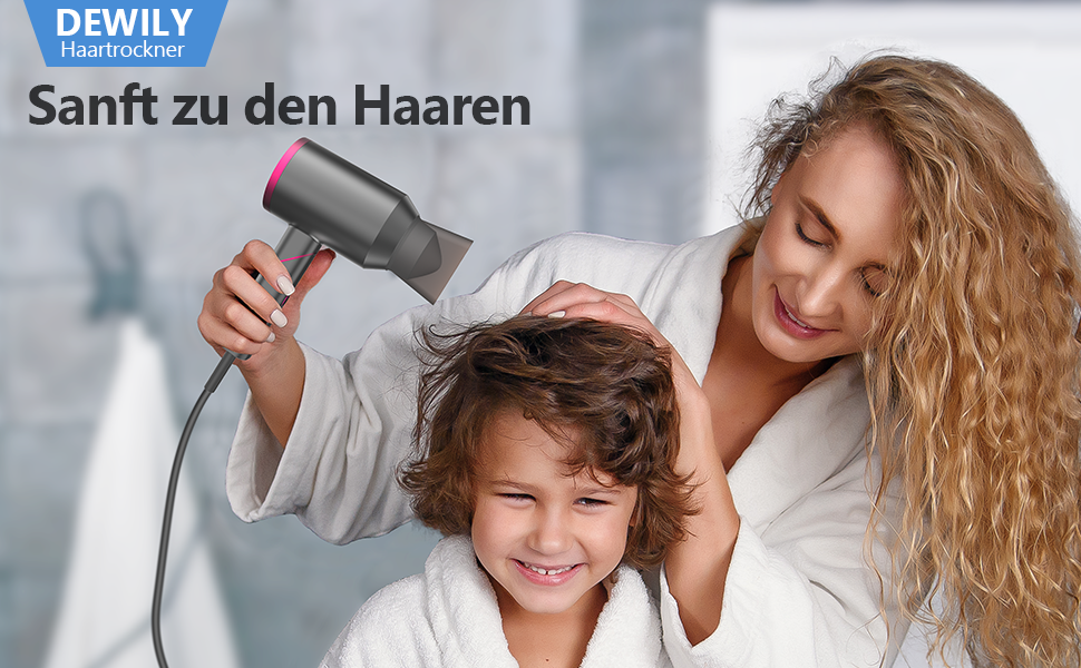 Складаний фен DEWILY Profi: потужний, тихий, з 3 режимами нагріву, з насадкою, сірий