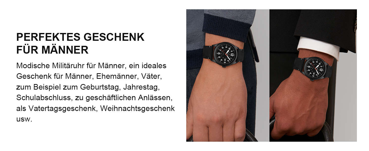 Годинник чоловічий LN LENQIN Military 30M водонепроникні кварцові годинники з датою на текстильному ремінці, тактичні годинники для чоловіків, чорний колір