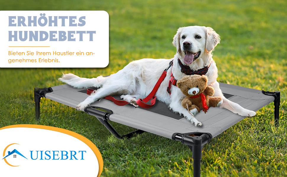 Лежанка для собак з балдахіном, XL, 122 x 92 x 102 см - водонепроникна, з дихаючим матеріалом, для відпочинку на вулиці та кемпінгу