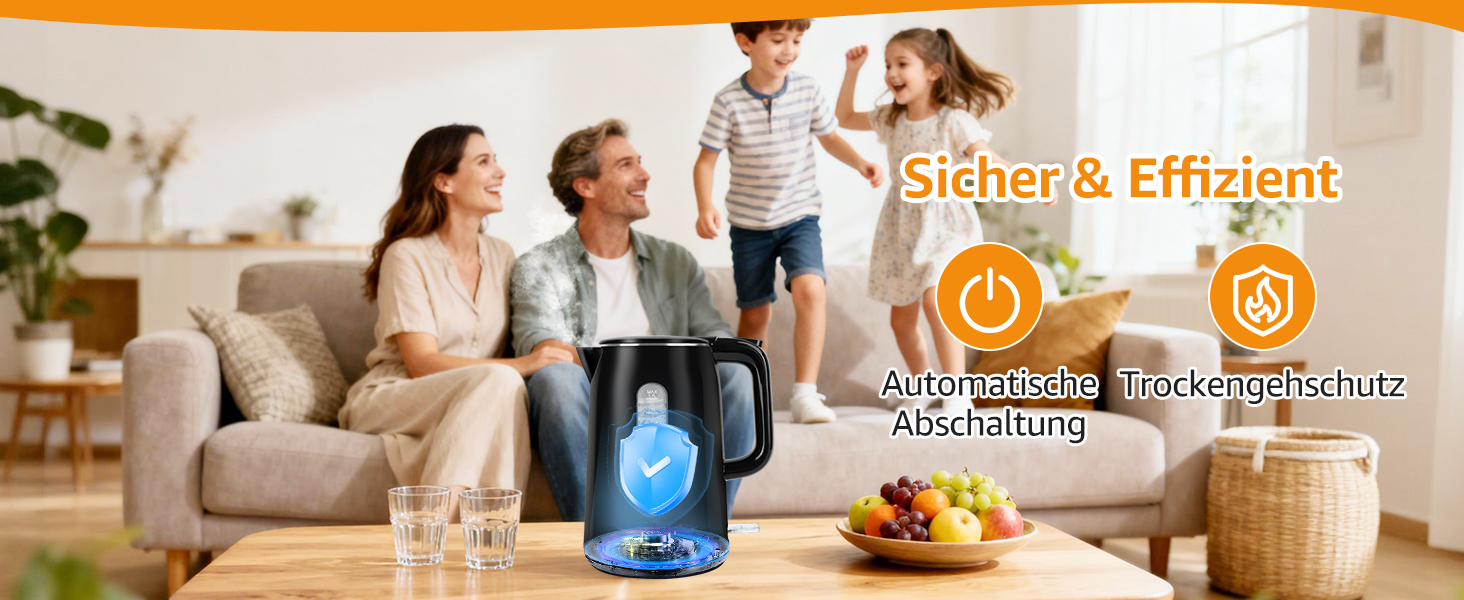 Електричний чайник Aigostar з нержавіючої сталі, чорний, 1.7 л, 2200 Вт - Швидкий кип'ятіння, подвійні стінки, без пластику, індикатор рівня води, автовимкнення, BPA-free, для кухні та офісу