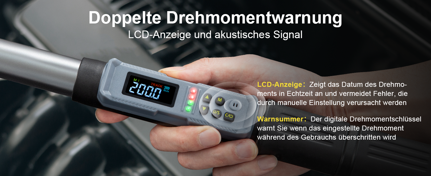 Цифровий шуруповерт з моментом, 2.66-53.1 in-lbs/ 1/4'' Drive, з моментом, для електриків з сигналом та LED-дисплеєм, 27 в 1 (10-200 Нм)
