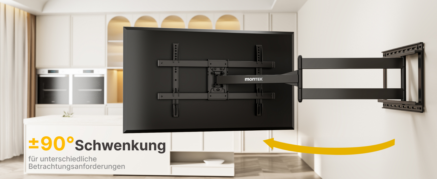 Настінна кріплення для телевізора monTEK 1080mm - для плоских та вигнутих моніторів до 60 кг, поворотна та нахилена, висувна, VESA 800x400 мм (43-80 дюймів)