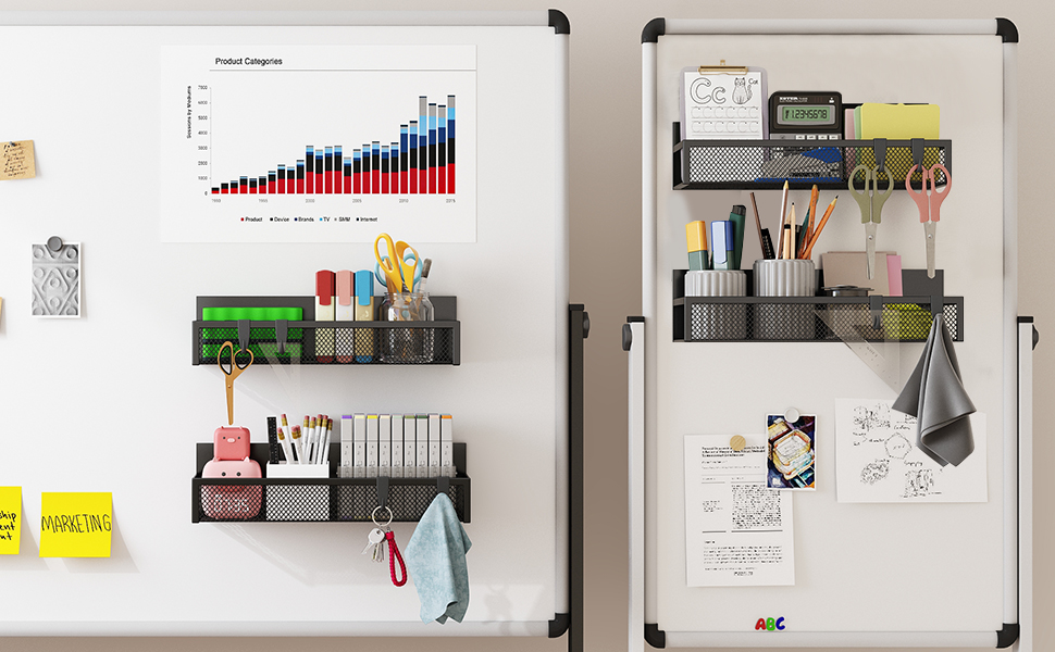 Магнітна полиця для спецій на холодильник, 4 шт. Магнітна органайзер для холодильника з 8 рухомими гачками, для організації та зберігання спецій