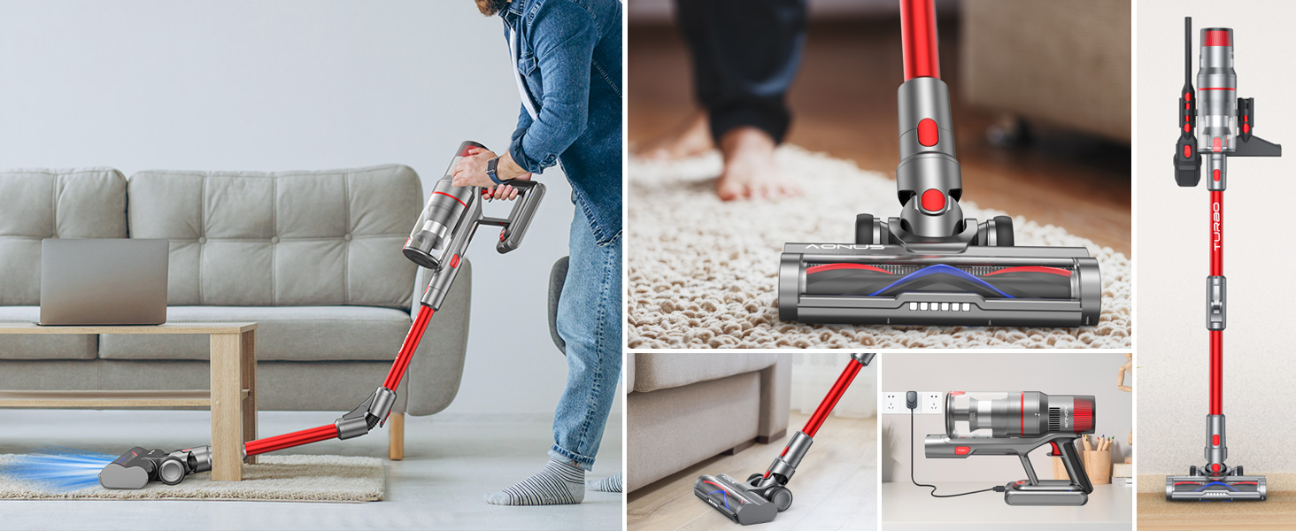 Акумуляторний пилосос Aonus A9 Pro, пластиковий, червоний, 500 Вт, об'єм 1 літр, 60 дБ