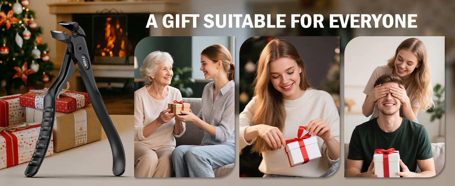 Набір для стрижки нігтів FVION для людей похилого віку – кусачки для товстих нігтів, довгий руків'я, для чоловіків та жінок (чорний)