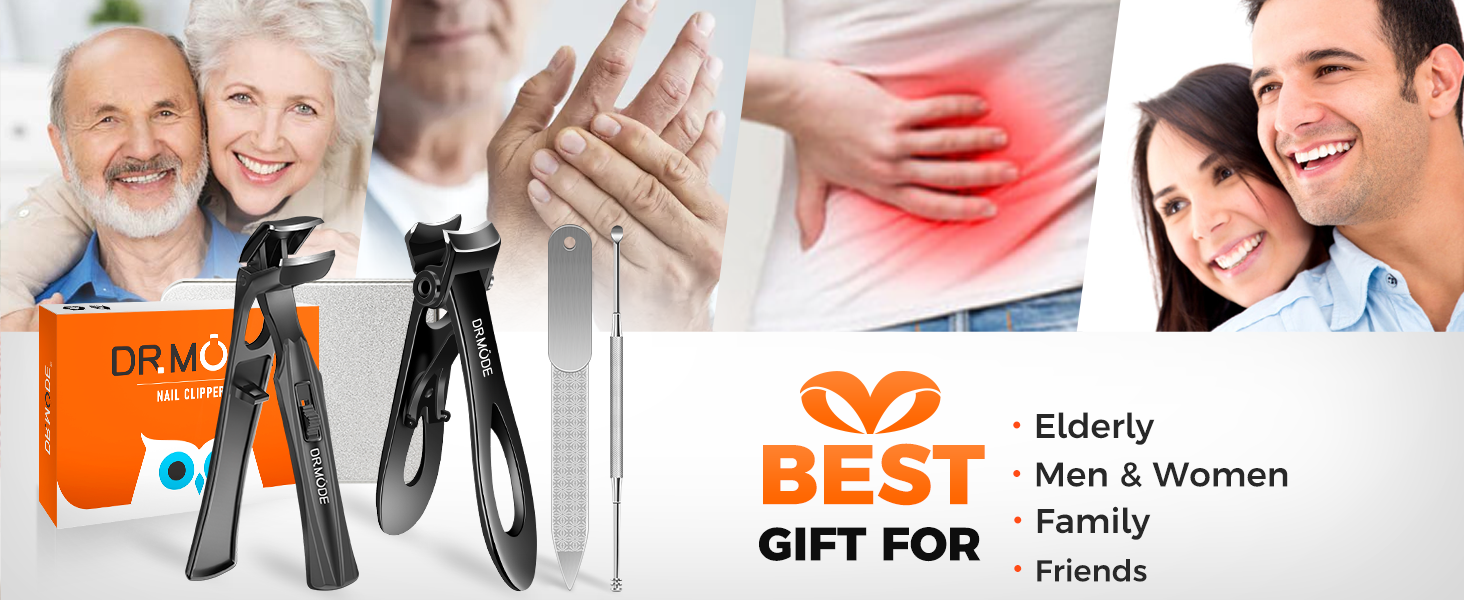 Нагрівач для нігтів для людей похилого віку з товстими нігтями, кутовий нігтьовий різак, нігтьовий різак для ніг з контейнером для збору, нержавіюча сталь, великий нігтьовий щипчик з широким отвором, ергономічний нігтьовий щипчик для чоловіків, чорний, широке відкривання та кутовий наконечник